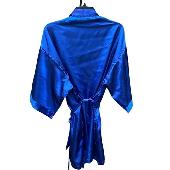 Bottoms Out Gal Blue Satin Feel Robe NEW Sz M - Picture 4 of 5